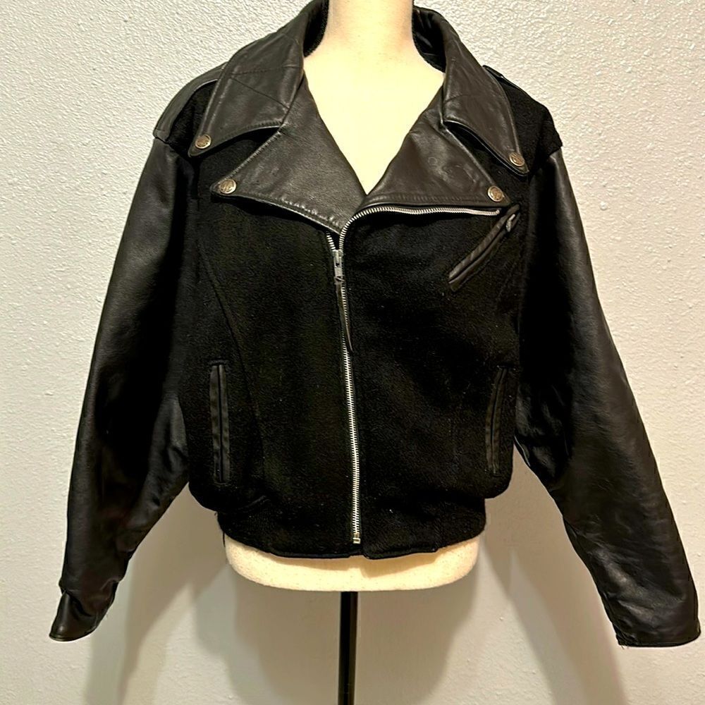 Harley Davidson women’s bomber wool leather jacket size L